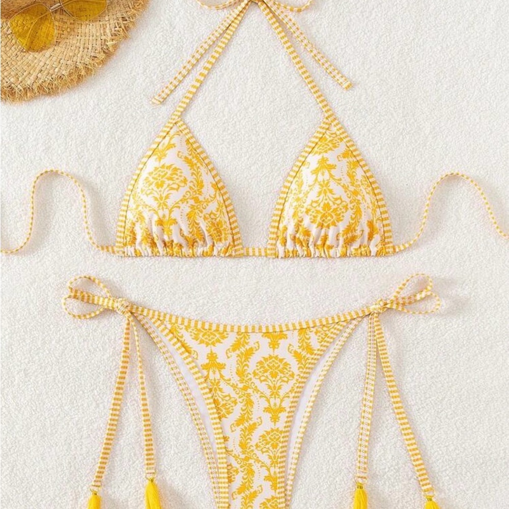 SHEIN Yellow Floral Bikini Set